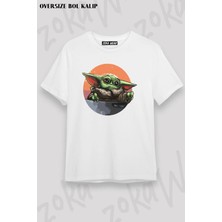 Unisex Oversize Kalıp Starwars Yoda Baby Yoda Tasarım Baskılı Tshirt