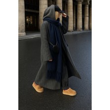 SF Collection Lacivert Yumuşak Dokulu Puffy Atkı Şal