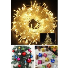 Home Dekor Hediye Özel 3 Lü Yılbaşı Seti 12 Adet Mini Hediye Paketi 6’lı Renkli Çam Ağacı Topları 10 Metre LED Işık