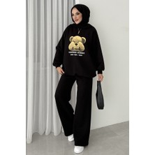 İlkimay.com Ayıcık Desen Üç Iplik Ikili Takım 1655 - Siyah