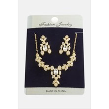 Bijuteri Net Yaprak Zirkon Taşlı Set Kolye