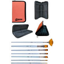Glance Turuncu Kalemlk Fırçalık 12 Bölmeli Çantalı Brons Yağlı Boya ve Akrilik Fırçası Sentetik 7"li Set