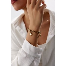 Yavuz Kuyumculuk 14 Ayar Altın Şans Bilekliği Kalp ve Yıldız