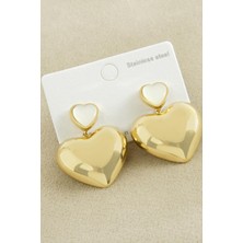 Bijuteri Net Kalp Sedef Lüks Çelik Küpe