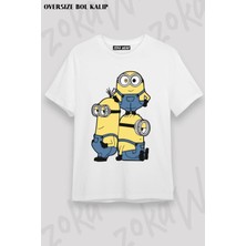 Unisex Oversize Kalıp Minyonlar Tasarım Baskılı Tshirt