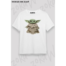 Unisex Oversize Kalıp Baby Yoda Tasarım Baskılı Tshirt