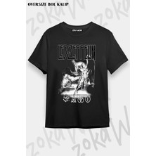 Unisex Oversize Kalıp Icarus LED Zeppelin Tasarım Baskılı Tshirt