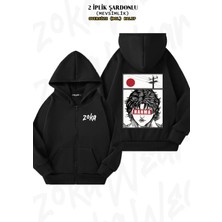 Unisex Anime Hanma Baki Baskılı Oversize Sırt Baskılı Fermuarlı Kapşonlu Hırka