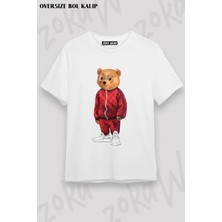 Unisex Oversize Kalıp Sporcu Cool Ayı Teddy Bear Tasarım Baskılı Tshirt