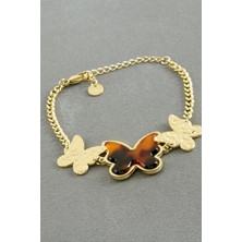 Bijuteri Net Kelebek Sedef Lüks Çelik Bileklik