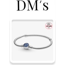 DMs Silver Mavi Disk Gümüş Bileklik
