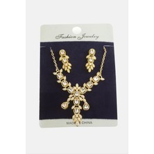 Bijuteri Net Çiçek Zirkon Taşlı Set Kolye