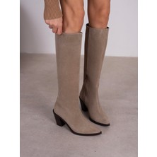 Ece'nin Butiği Bjorn Vizon Süet Hakiki Deri Kadın Çizme