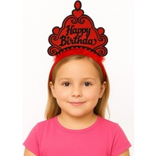 MiraLive Kırmızı Happy Birthday Doğum Günü Prenses Tacı