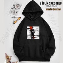 Unisex Charlie Chaplin Baskılı Kapşonlu Sweatshirt (2 Iplik)