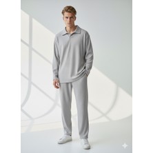 Ribana Classic Unisex Fitilli Gömlek Yaka Uzun Kol Cepli Beli Lastikli 2'li Takım