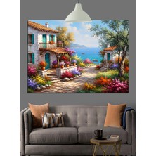 Karizma Tablo Yol Kenarı Eski Italyan Evleri Dekoratif Kanvas - Mdf Ahşap Tablo
