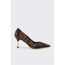 Elle Kahve Hayvan Desenli Kadın Stiletto