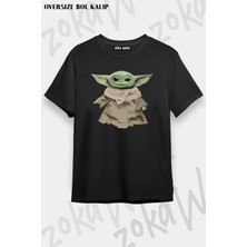 Unisex Oversize Kalıp Baby Yoda Tasarım Baskılı Tshirt