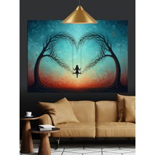 Karizma Tablo Salıncakta Sallanan Silüet Figürü Dekoratif Kanvas - Mdf Ahşap Tablo