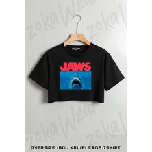Jaws Classic Baskılı Oversize Crop T-Shirt