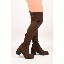 Bestello Bağcıksız Streç Detaylı Termo Taban Hakiki Deri Çizme 336-1236 Kadın Çizme