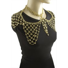 Bijuteri Net Fileli Taşlı Omuz Kolyesi