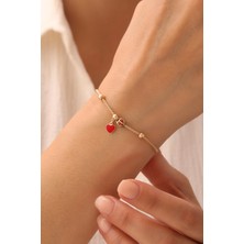 Yavuz Kuyumculuk 14 Ayar Altın Kalp Detaylı Çocuk Şans Bilekliği