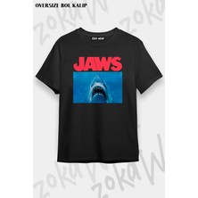 Unisex Oversize Kalıp Jaws Classic Tasarım Baskılı Tshirt