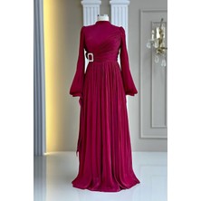 Amine Hüma Hira Abiye Elbise Bordo