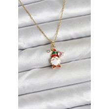 Shopwave 316L Çelik Zincir Gold Renk Yılbaşı Teması Kadın Kolye