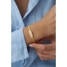 Yavuz Kuyumculuk 14 Ayar Altın Trabzon Hasır Taşlı Plaka Bileklik