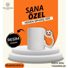 Yelkovan Studio Futboltopu Kulplu Özel Tasarımlı Porselen Bardak | Yelkovanstudio