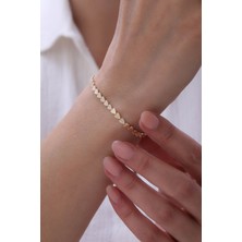 Yavuz Kuyumculuk 14 Ayar Altın Sıralı Kalp Bileklik