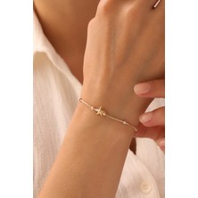 Yavuz Kuyumculuk 14 Ayar Altın Kalze Üç Renk Dorika Yıldız Bileklik