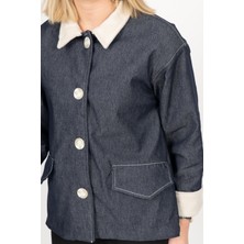 MissVina Bırdıe Peluş Yakalı Denim Kaban 2633