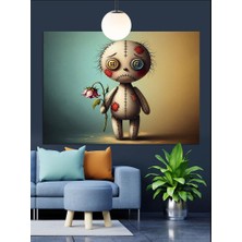 Tablo Mega Voodoo Bebeği Dikişli Illüstrasyon Dekoratif Kanvas - Mdf Ahşap Tablo