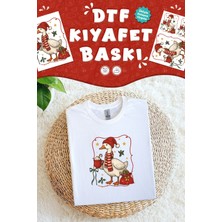 Msticker Sevimli Kaz Yılbaşı Kumaş Baskı Yapılabilen Özel Tasarım Ütü ile Yapışan Tekstil Dtf Baskı Görseli