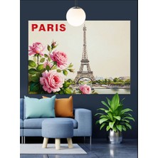Karizma Tablo Eyfel Kulesi Çiçek Paris Dekoratif Kanvas - Mdf Ahşap Tablo
