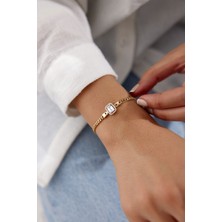 Yavuz Kuyumculuk 14 Ayar Altın Baget Taşlı Gurmet Bileklik