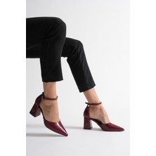 Mevese Nerod Bordo Rugan Kadın Topuklu Ayakkabı