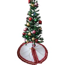 Moda Nur Yılbaşı Çam Ağacı Altı Örtüsü, Çam Ağacı Ayak Halısı Örtüsü, Beyaz Renk,peluş Kumaş,70 cm