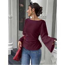 Tarz Cool Kadın Belden Bağlamalı Ipli Ispanyol Kol Bluz