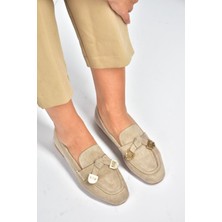 Fox Shoes V250017402 Vizon Süet Günlük Kadın Ayakkabı
