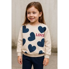 Alkın Kids 4-10 Yaş Kız Çocuk Love Baskılı Iki Iplik Şardonlu Eşofman Takımı