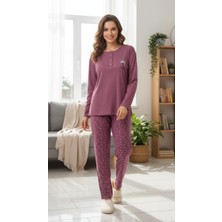 Gigi Giyim Çiçek Desenli Kadın Pijama Takımı Gülkurusu