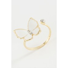 Bijuteri Net Kelebek Taşlı Mineli Yüzük Küçük