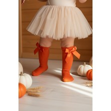 Parla Kids Kız Çocuk Fiyonk Detaylı Diz Altı Çorap / Turuncu