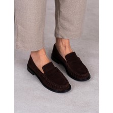 Ece'nin Butiği Aven Kahve Süet Hakiki Deri Kadın Makosen