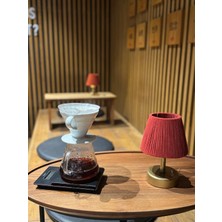 Maison Avf Bordo Kadife Süet Kablosuz Pilli Masa Lambası - Alt Eskitme Gold